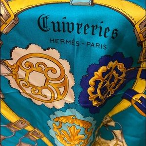 Hermès silk scarf turquoise